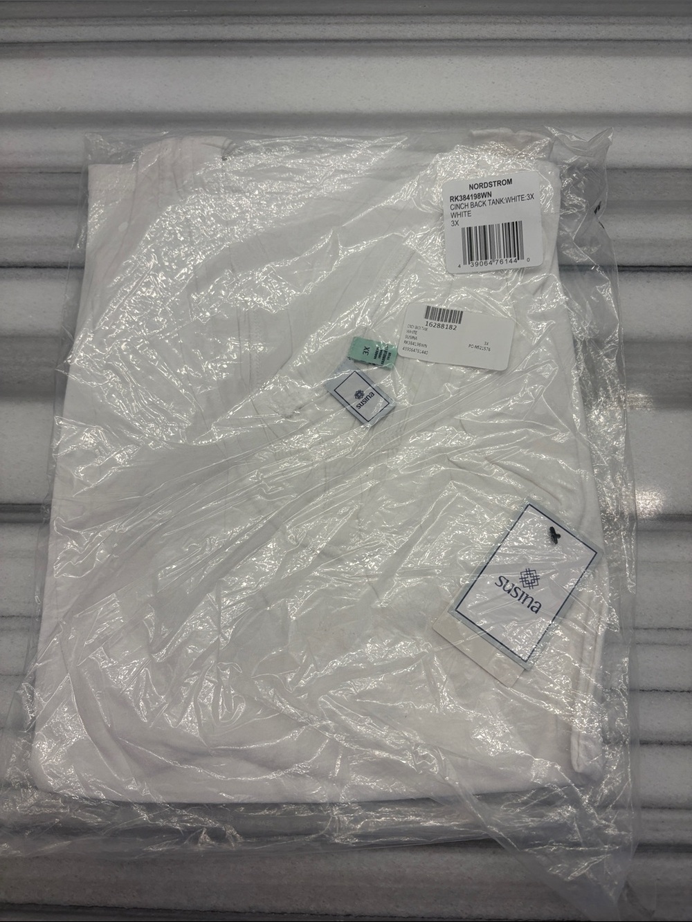 Nordstrom Susina White Cinch Back Tank - 3X NWT